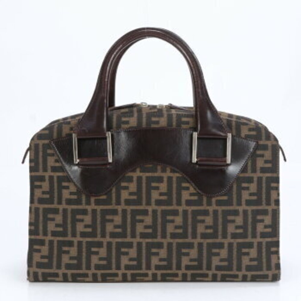 Fendi FF Zucca leather handbag Boston tote brown